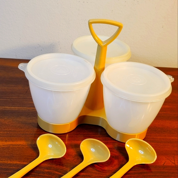 Vintage Tupperware CondiMate Condiment Caddy With Cups, Lids and Ladels  #757 - Picture 1 of 10